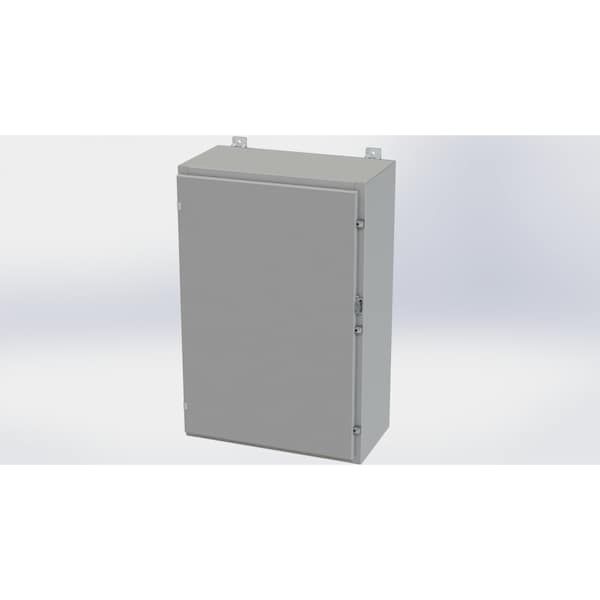 Clamps with Padlock Hasp Electrical Enclosures, 36 in H, 12 in D, 24 in W, NEMA 4, Carbon Steel